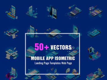 50 Vectors Mobile App Isometric preview picture