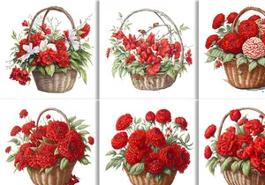 Watercolor Floral Flower Basket Design