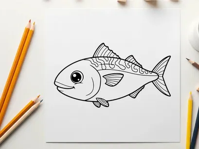 Cute cartoon tuna fish swimming vector illustration