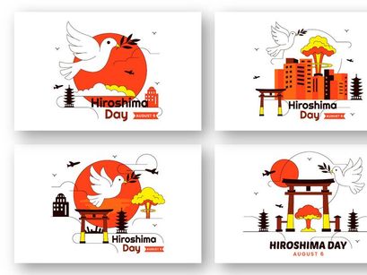 10 Hiroshima Day Vector Illustration