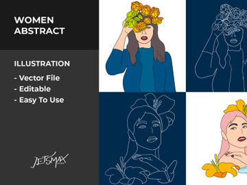 Woman With Flower in Head Vector Bundle preview picture