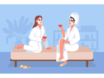 Spa day at home flat color vector illustration preview picture