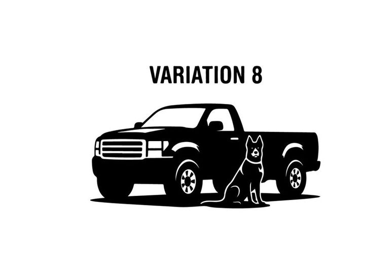 Silhouette of a pickup truck with a dog variation 8
