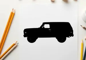 Silhouette of a black suv vehicle against a white background