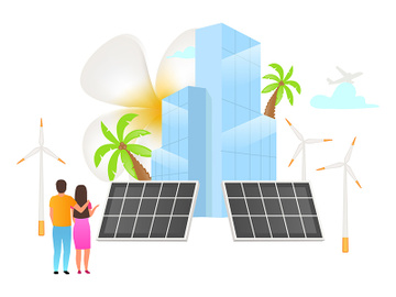 Alternative energy sources flat vector illustration preview picture