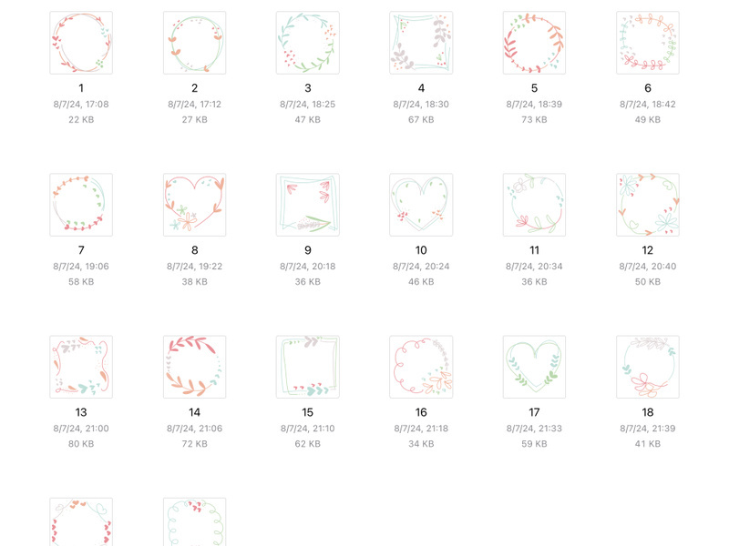 20 svg icons green red pink floral frame flowers