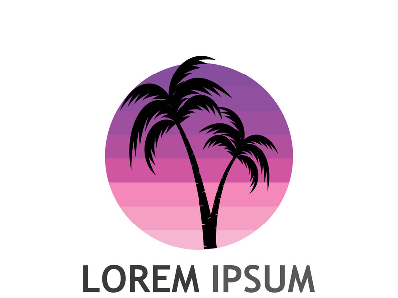 Summer palm tree logo design.