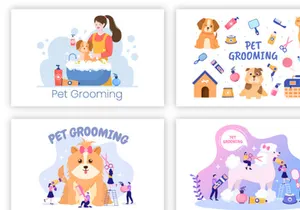 20 Pet Grooming for Dogs and Cats Illustration