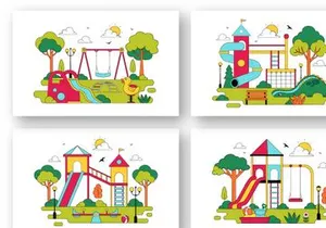 10 Playground Vector Illustration