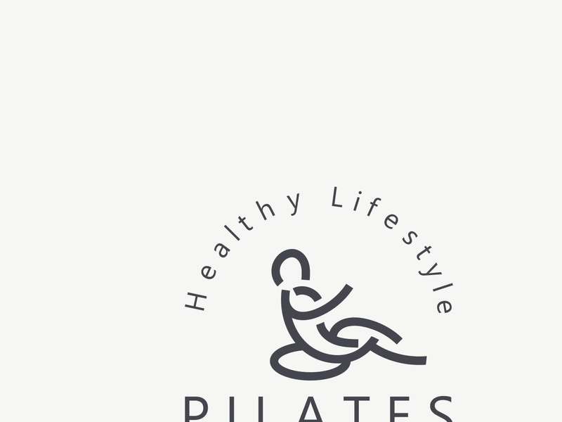 Abstract Pilates Logo, Yoga identity body balance vector monoline Design Template. wellness lifestyle