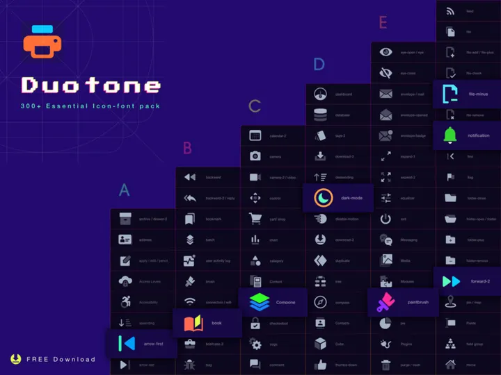 [Free] Essential Duotone Icon-Font Pack