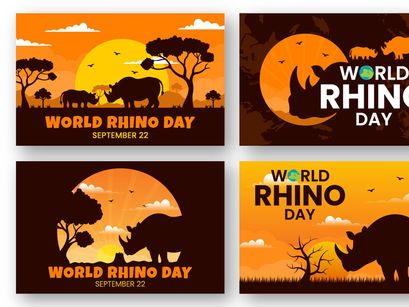 13 World Rhino Day Vector Illustration