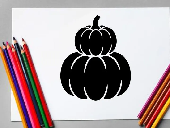 Silhouette of stacked pumpkins for autumn harvest or Halloween decor