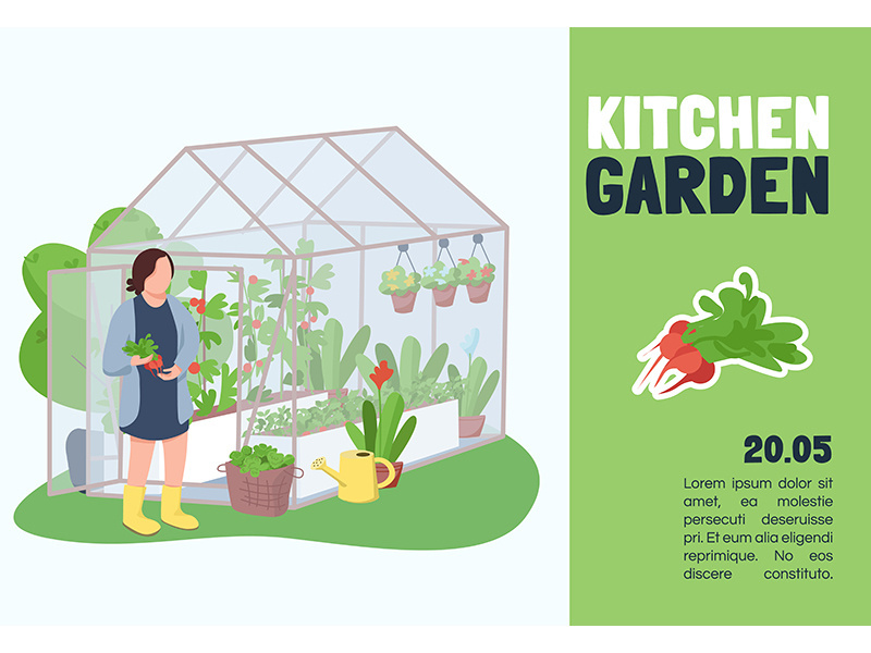 Kitchen garden banner flat vector template
