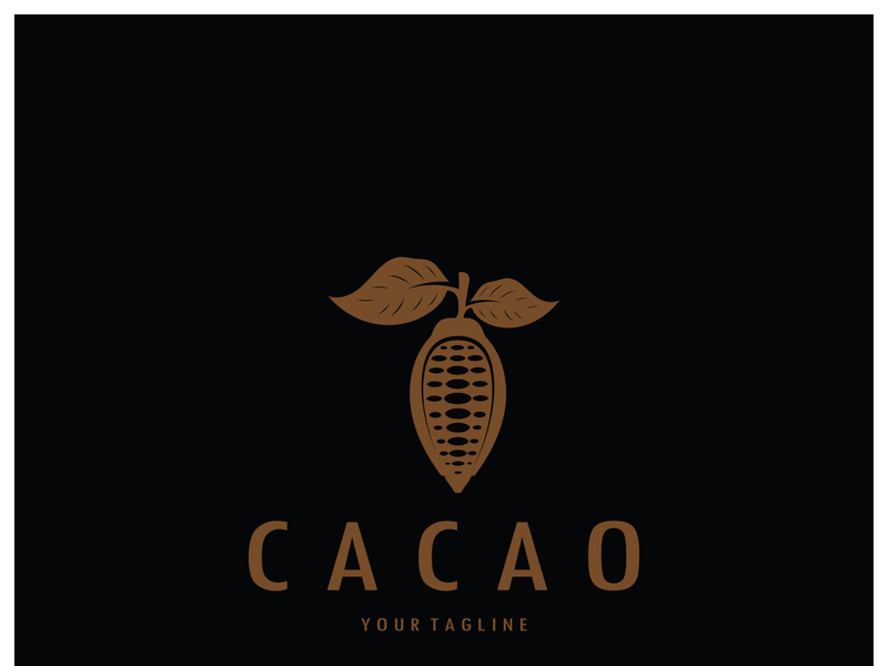 cocoa logo,cocoa bean,cocoa tree,cocoa branches and leaves,chocolate mix on white background,vintage,modern,simple,minimalist icon illustration template design vector