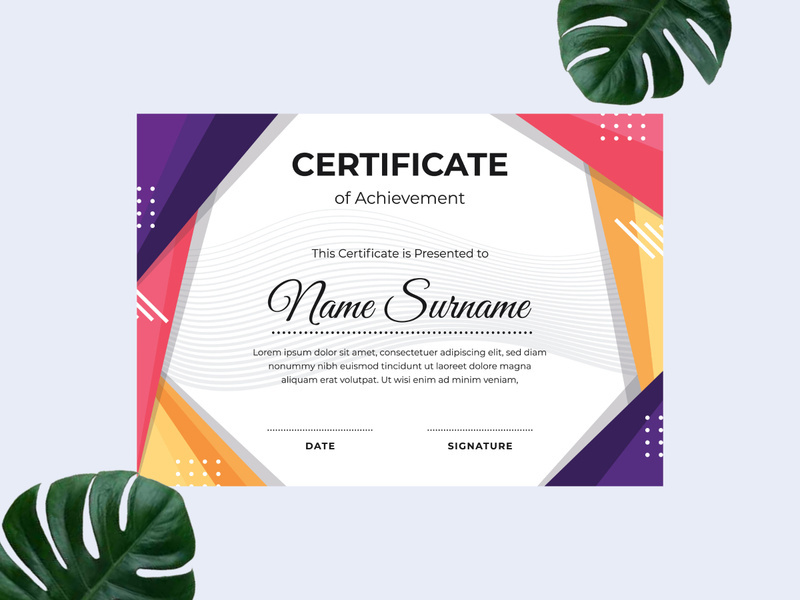 Modern certificate design template