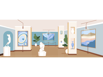 Contemporary art gallery flat color vector illustration preview picture
