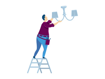 Changing light bulb flat color vector faceless character preview picture