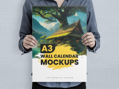 A3 Wall Calendar With Hook Mockups