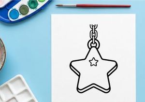 Silver star charm necklace pendant on chain. Minimalist metallic jewelry accessory for fashion and crafts.