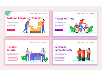 Post service delivery landing page vector template set preview picture
