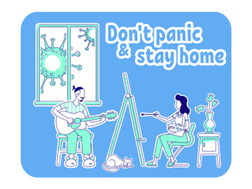 Dont panic and stay at home thin line concept vector illustration preview picture