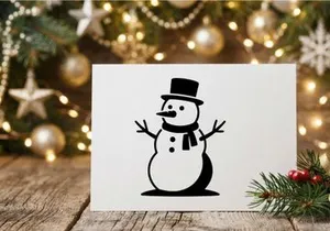 Cute Snowman with Carrot Nose and Black Top Hat for Winter Holidays