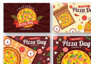 14 National Pizza Day Vector Illustration
