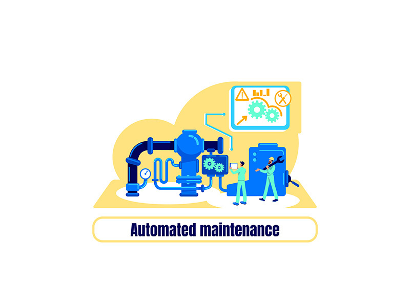 Computerized machinery flat concept vector illustration