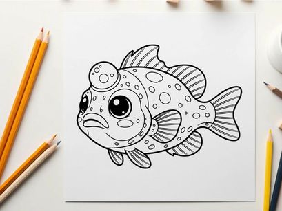 Cute cartoon pufferfish swimming vector illustration