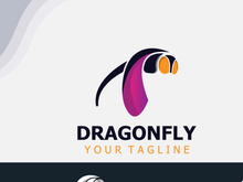 Dragonfly logo design modern and elegant minimalist color style monoline illustration