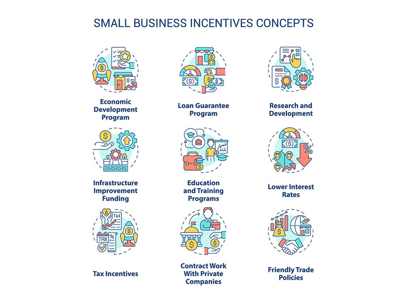 Small business incentives concept icons set by bsd studio ~ EpicPxls