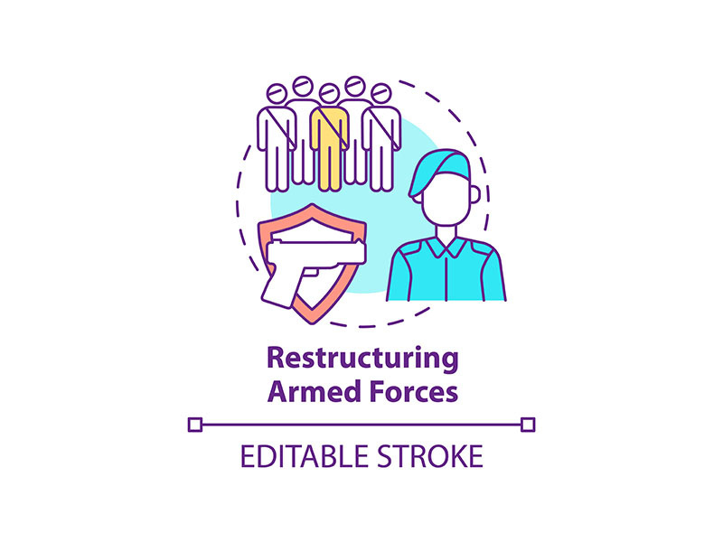 Restructuring armed forces concept icon