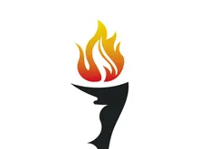 Burning Torch Fire Flame with Pillar column logo design