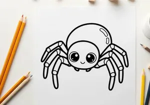 Cute cartoon spider smiling vector illustration flat design