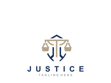 Justice logo design simple lawyer minimalist legal symbol illustration