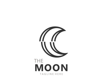 Moon elegant crescent and star logo design line in simple style outline background preview picture