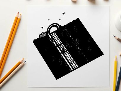 Rainbow colored silhouette of a keyboard with a rainbow and confetti