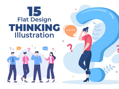 15 People Thinking Problem Solving Illustration
