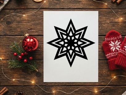 Black and White Geometric Star Ornament for Christmas Decorations