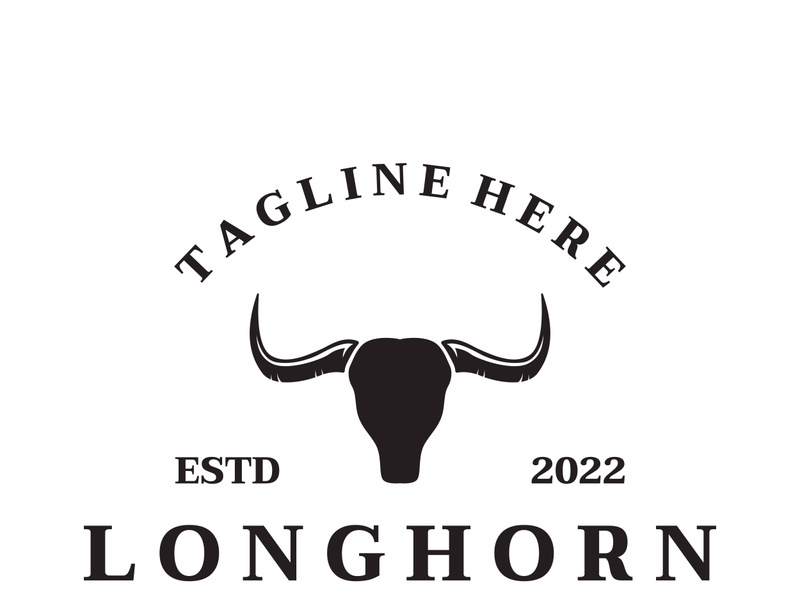 Long horn bull logo vector