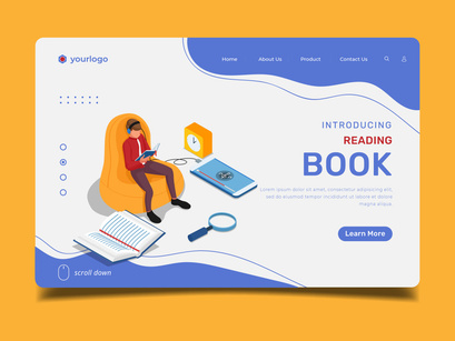 Reading Book - Landing Page Illustration Template
