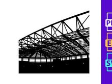 Industrial building steel structure roof trusses silhouette