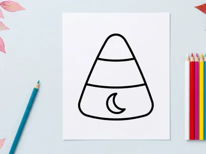 Candy corn icon for Halloween. Minimalist holiday treat graphic for seasonal design projects.