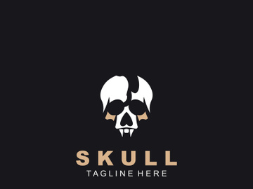 Skull skeleton logo Design vintage Template Idea on black background preview picture