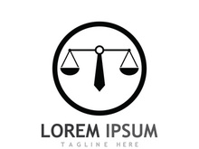 Law firm logo with scales.