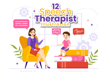 12 Speech Therapist Vector Illustration