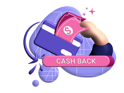 cashback coupon 3d rendering Illustration