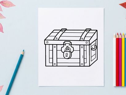 Treasure chest with golden key for unlocking success. Vintage wooden box symbolizing security and hidden opportunities.