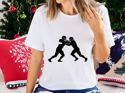 Two american football players in a fierce competition on the field